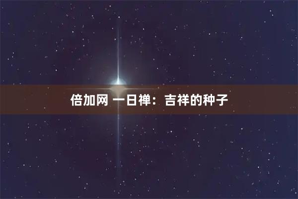 倍加网 一日禅：吉祥的种子